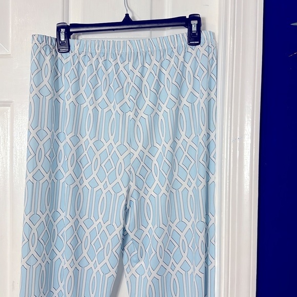 Women’s Via Ritina Blue & White Polyester & Spandex Lattice Print Pants Size XL - Picture 5 of 8